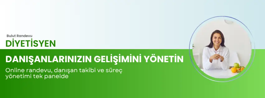 Diyetisyen ofisi için randevu programı — online randevu, görüşme takvimi ve danışan iletişimi tek panelde