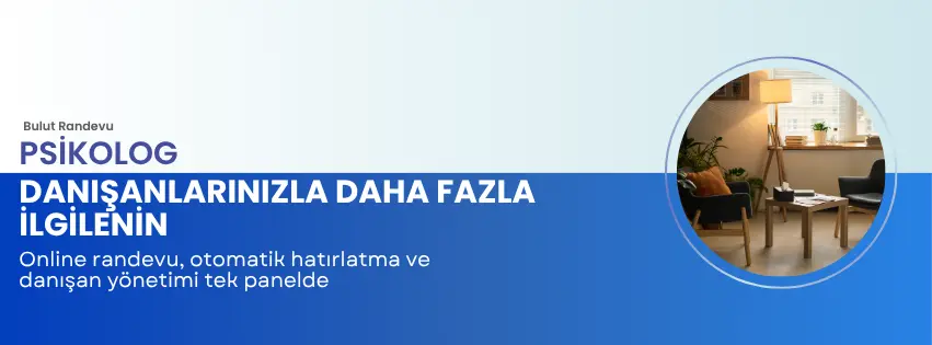 Psikolog ofisi için randevu programı — online randevu, seans takvimi ve danışan iletişimi tek panelde